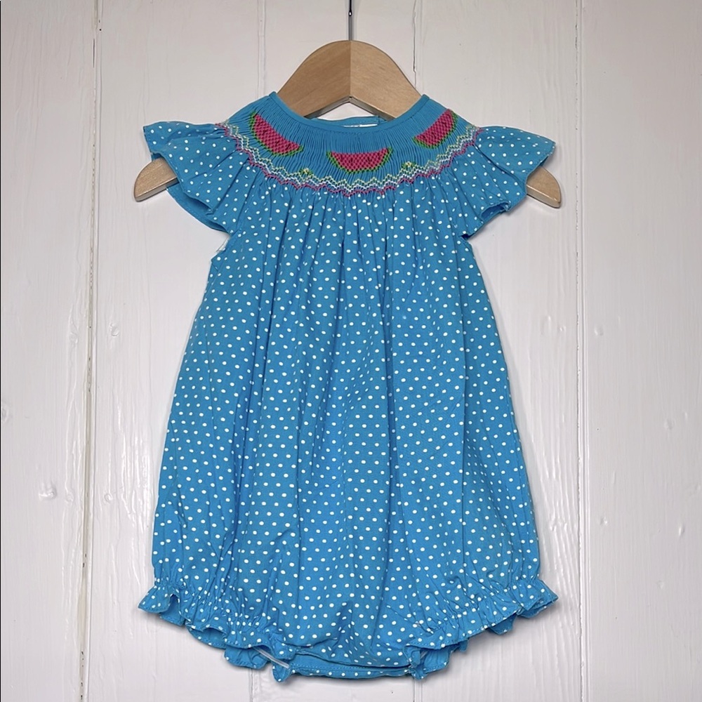 ROSALINA EUC/NWOT Classic Smocked Watermelon Polka Dot Bubble